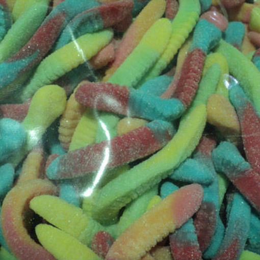 Picture of CANDY GUMMY WORM NEON SOUR 4" SUGAR COAT