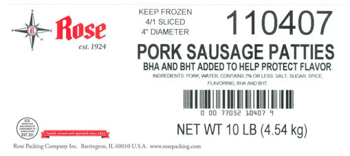 Picture of SAUSAGE PATTIES RAW 4/1