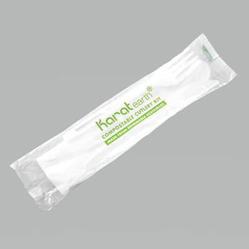 Picture of KIT CUTLERY WHITE CPLA WRAPPED